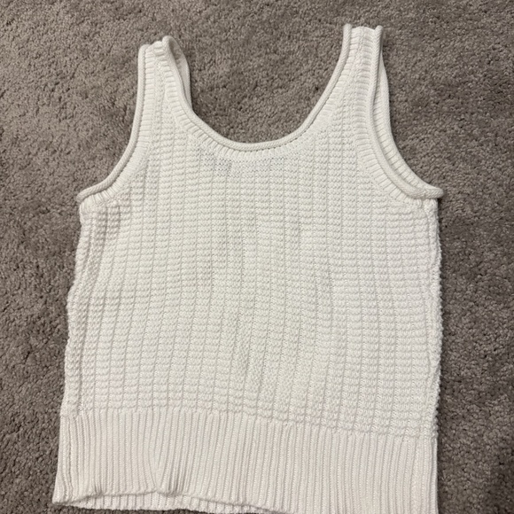 Quince 100% Organic Cotton Waffle Cropped Sweater Tank, Ivory - Picture 4 of 5